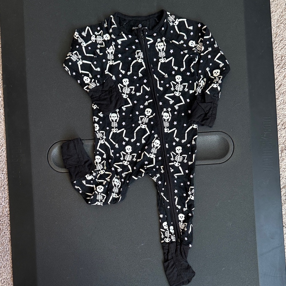 Caden Lane convertible zip romper - Baddie Bones glow in the dark